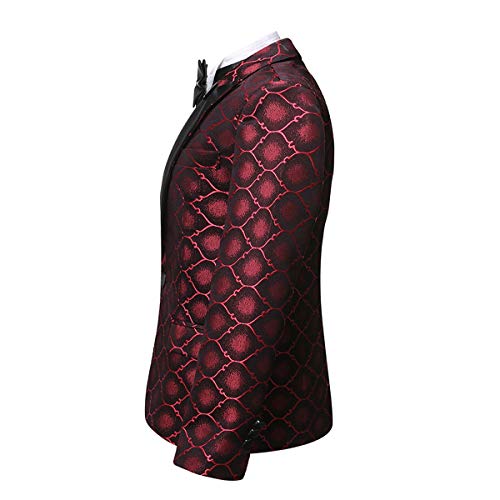 Boys Formal Blazer Slim Fit Outfit Chic Pattern for Tuxedo Suit Red