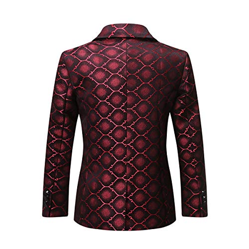 Boys Formal Blazer Slim Fit Outfit Chic Pattern for Tuxedo Suit Red