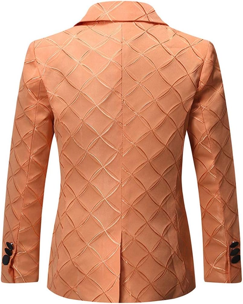Boys Formal Blazer Slim Fit Outfit Chic Pattern for Tuxedo Suit Orange