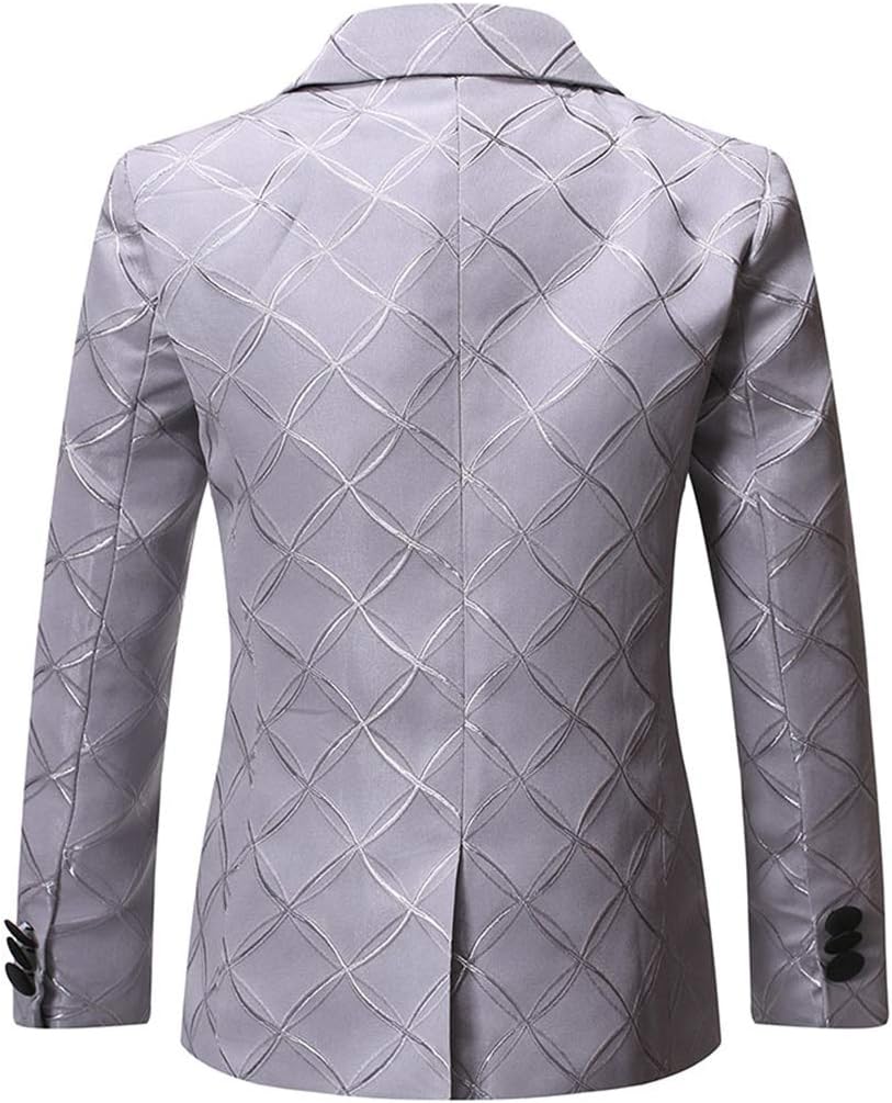 Boys Formal Blazer Slim Fit Outfit Chic Pattern for Tuxedo Suit Gray