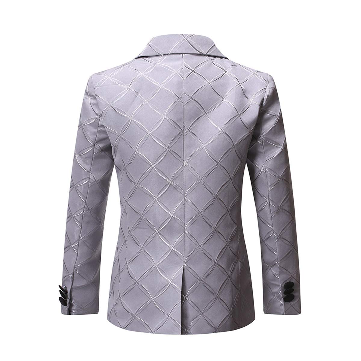 Boys Formal Blazer Slim Fit Outfit Chic Pattern for Tuxedo Suit Gray