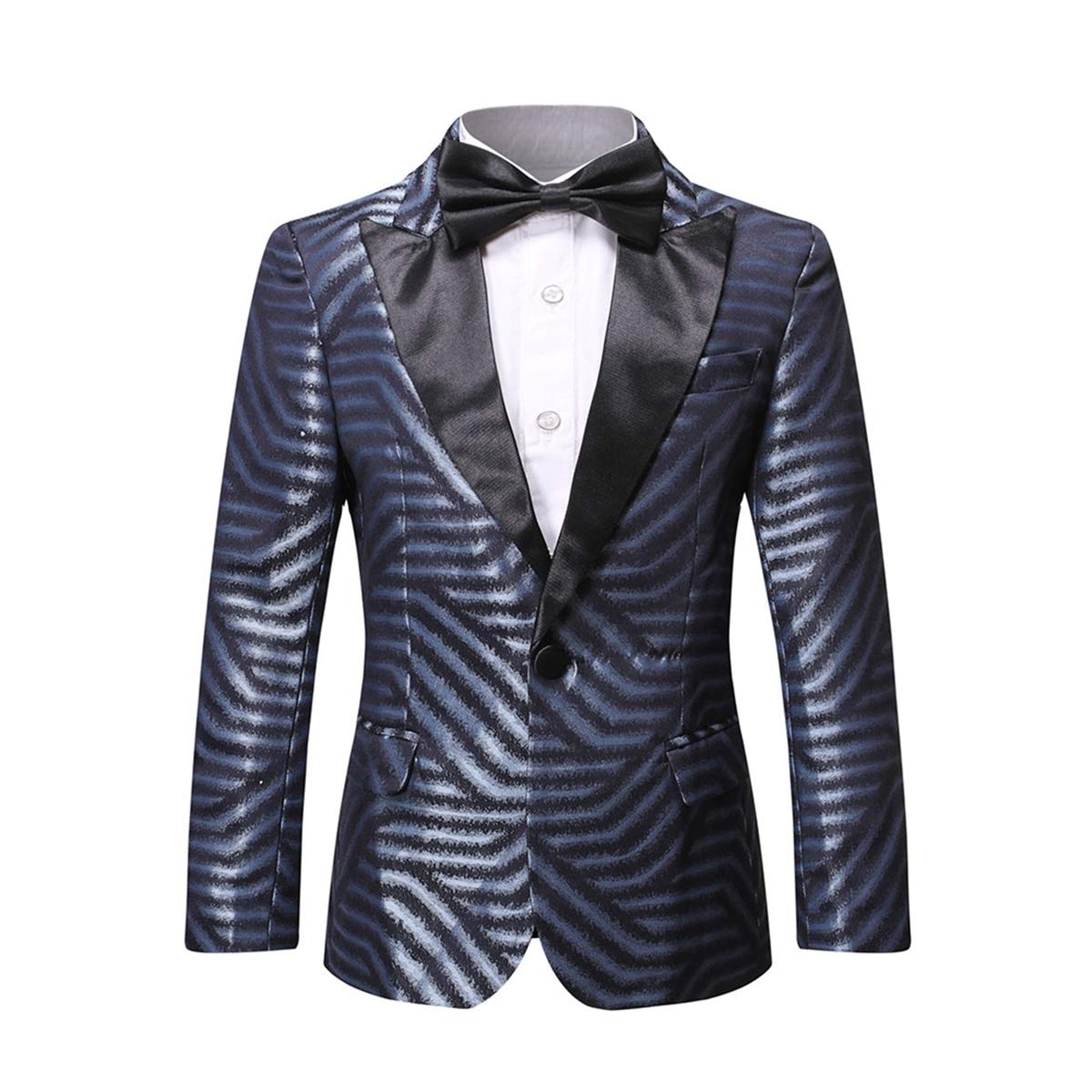Boys Formal Blazer Slim Fit Outfit Chic Pattern for Tuxedo Suit Blue