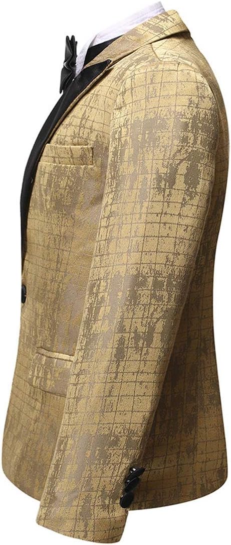 Boys Formal Blazer Slim Fit Outfit Chic Pattern for Tuxedo Suit Gold