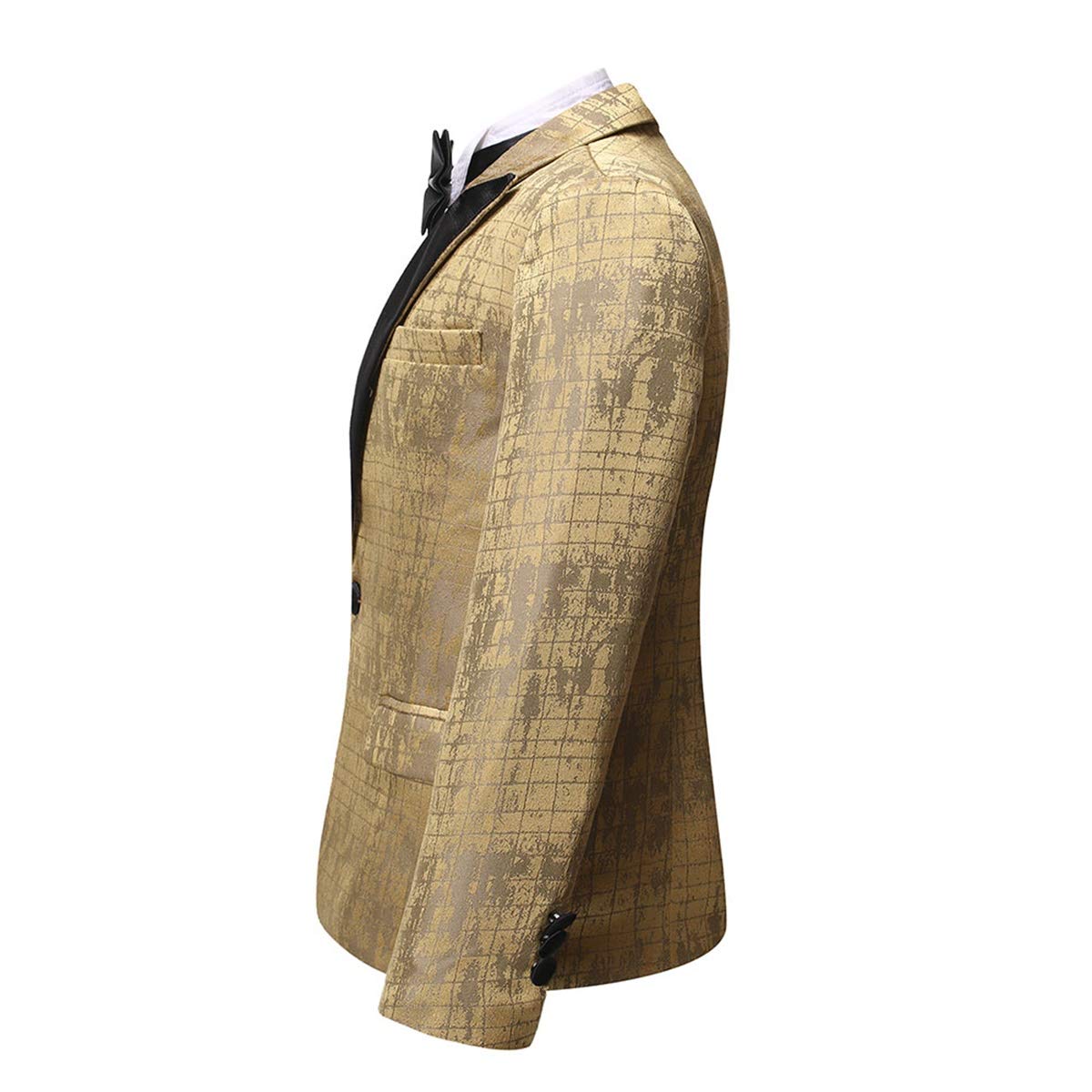 Boys Formal Blazer Slim Fit Outfit Chic Pattern for Tuxedo Suit Gold