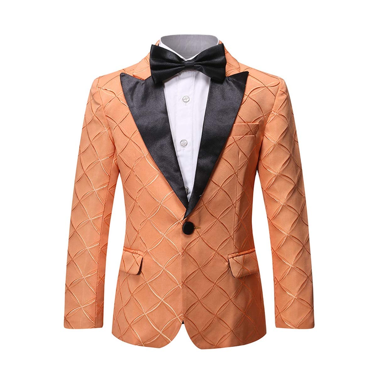 Boys Formal Blazer Slim Fit Outfit Chic Pattern for Tuxedo Suit Orange