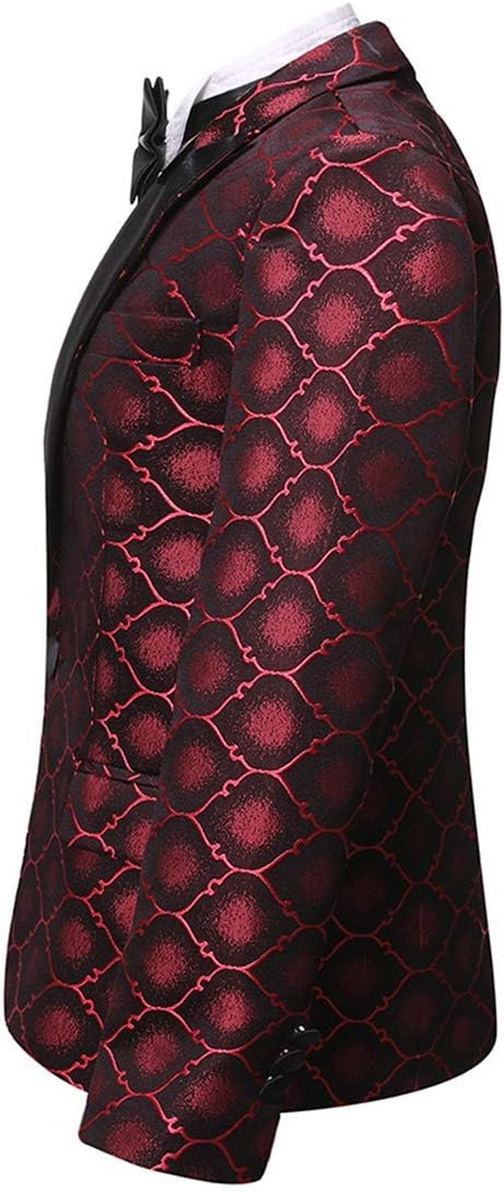 Boys Formal Blazer Slim Fit Outfit Chic Pattern for Tuxedo Suit Red