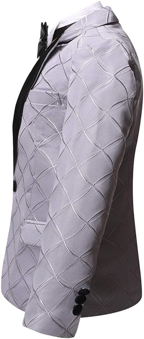 Boys Formal Blazer Slim Fit Outfit Chic Pattern for Tuxedo Suit Gray