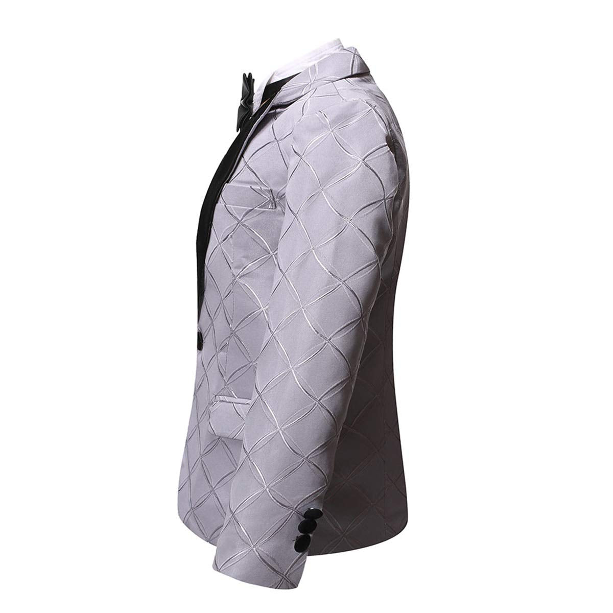 Boys Formal Blazer Slim Fit Outfit Chic Pattern for Tuxedo Suit Gray