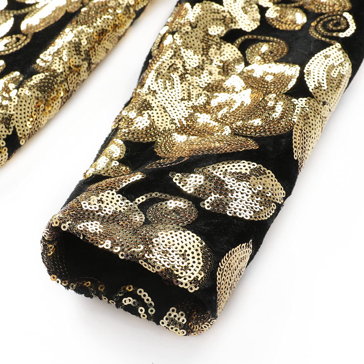 Boys Slim Fit Blazer Shiny Fashion Tuxedo Suit Jacket Golden Sequin Shawl Collar