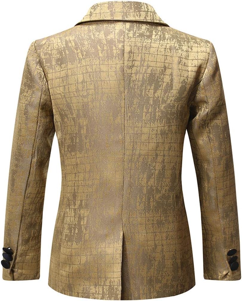 Boys Formal Blazer Slim Fit Outfit Chic Pattern for Tuxedo Suit Gold