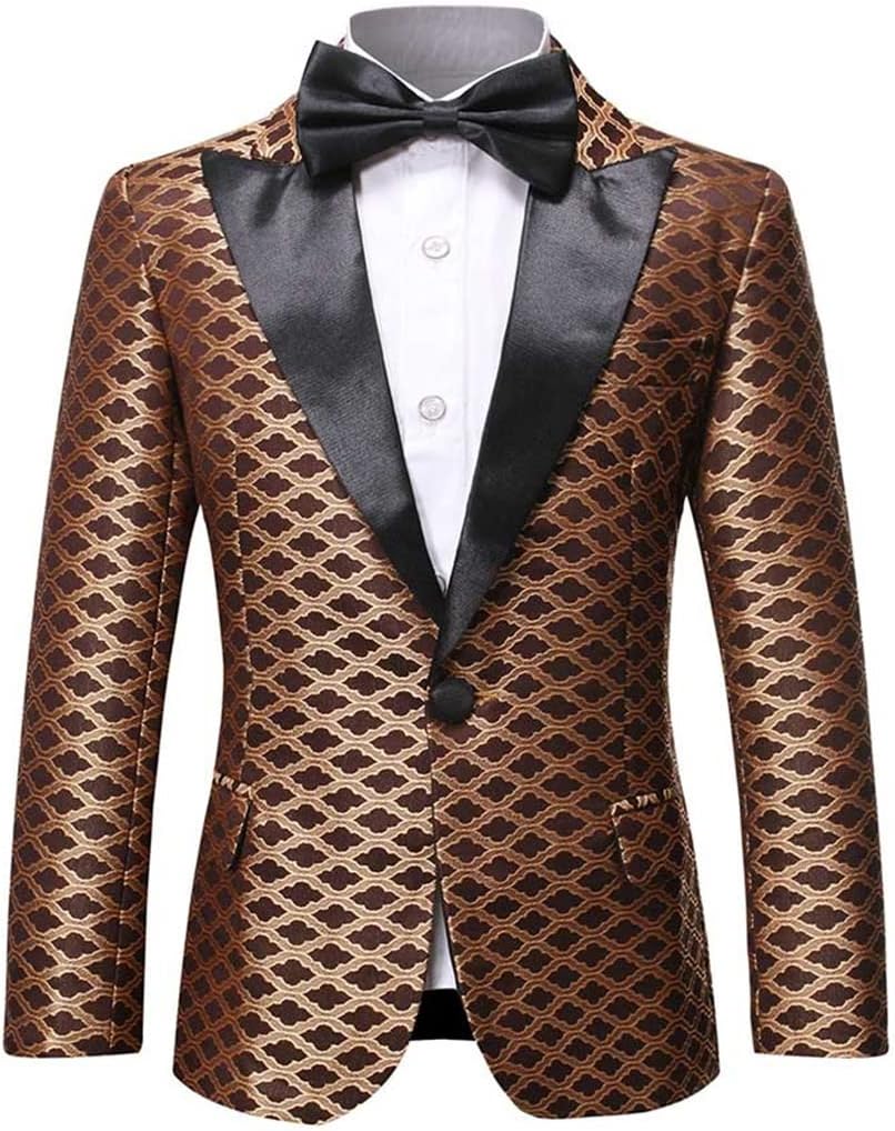 Boys Formal Blazer Slim Fit Outfit Chic Pattern for Tuxedo Suit Yellow