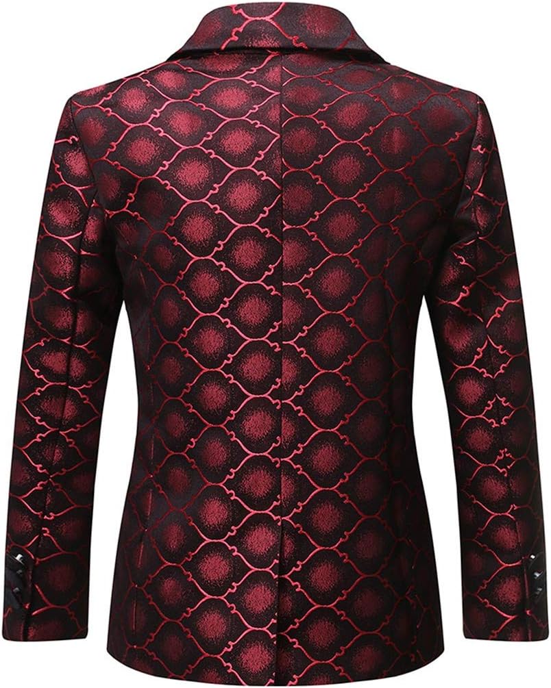 Boys Formal Blazer Slim Fit Outfit Chic Pattern for Tuxedo Suit Red