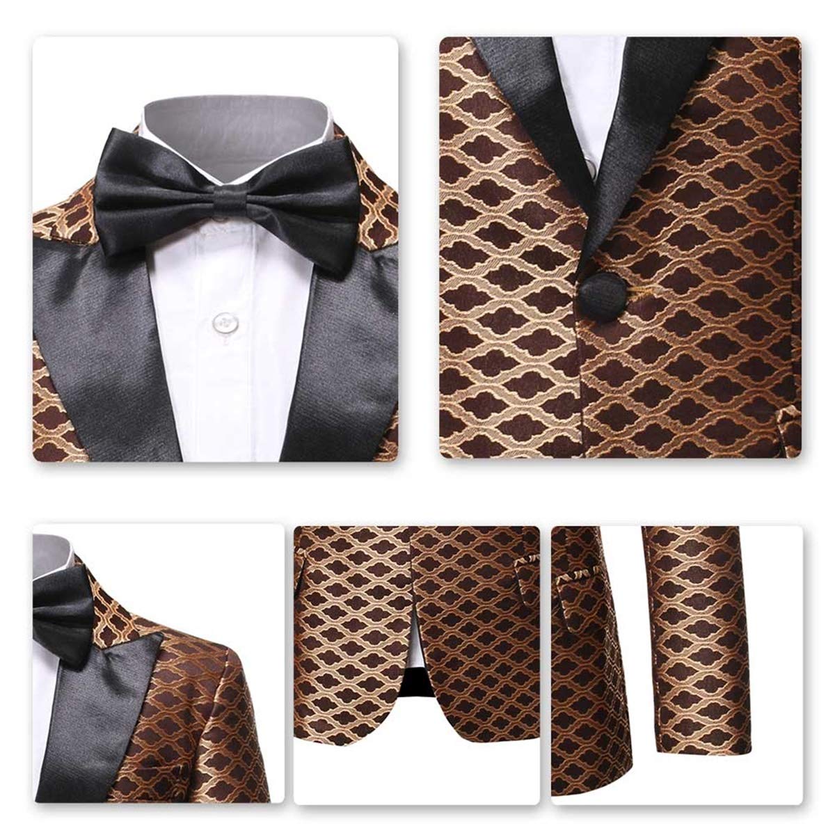Boys Formal Blazer Slim Fit Outfit Chic Pattern for Tuxedo Suit Yellow
