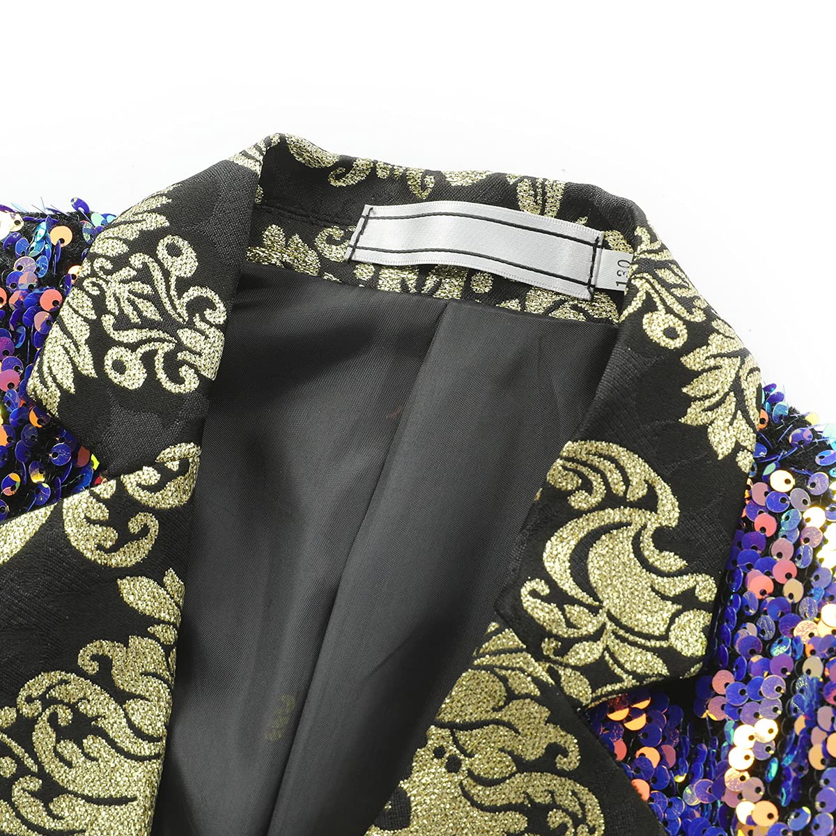 Boys Slim Fit Blazer Shiny Fashion Tuxedo Suit Jacket Sequin Notched Lapel 10 Years