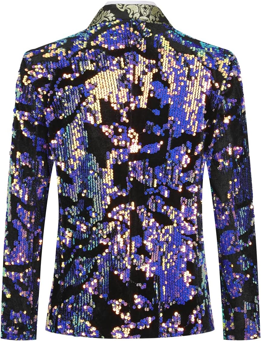 Boys Slim Fit Blazer Shiny Fashion Tuxedo Suit Jacket Sequin Notched Lapel 10 Years