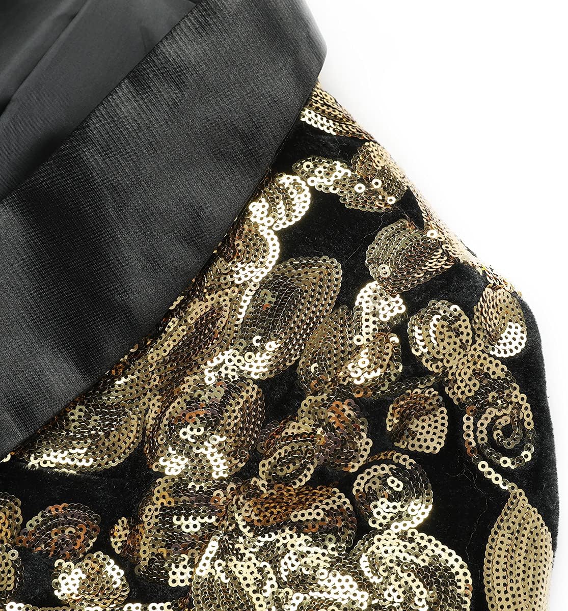 Boys Slim Fit Blazer Shiny Fashion Tuxedo Suit Jacket Golden Sequin Shawl Collar