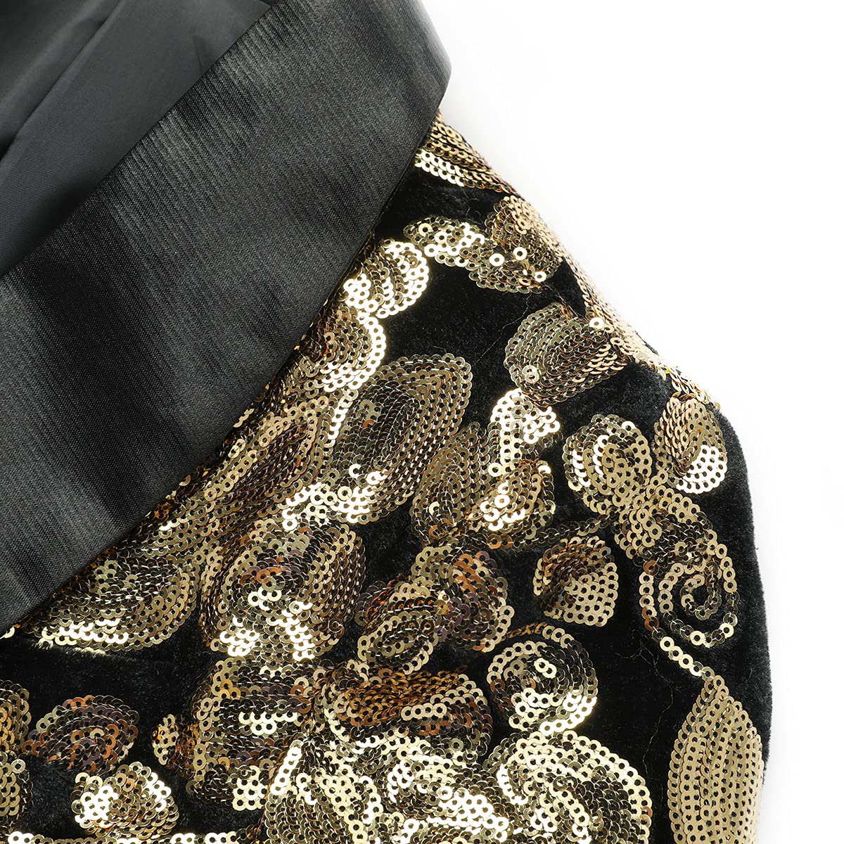 Boys Slim Fit Blazer Shiny Fashion Tuxedo Suit Jacket Golden Sequin Shawl Collar